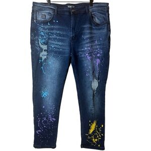 Born Fly Jeans Men’s 42 Paint Splatter Distressed Straight Leg Denim Pant Street